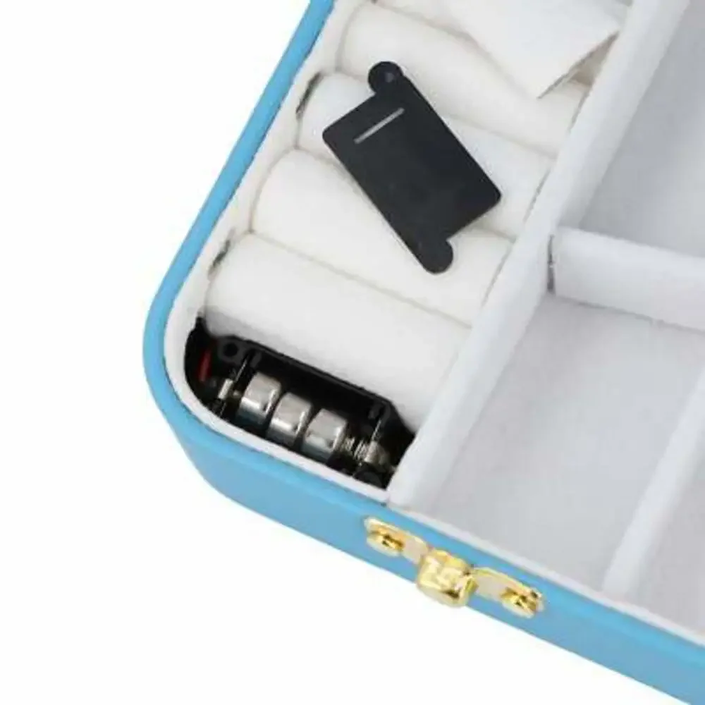 Brown Faux Leather LED Light Travel Jewelry Box with Latch Clasp & Mirror